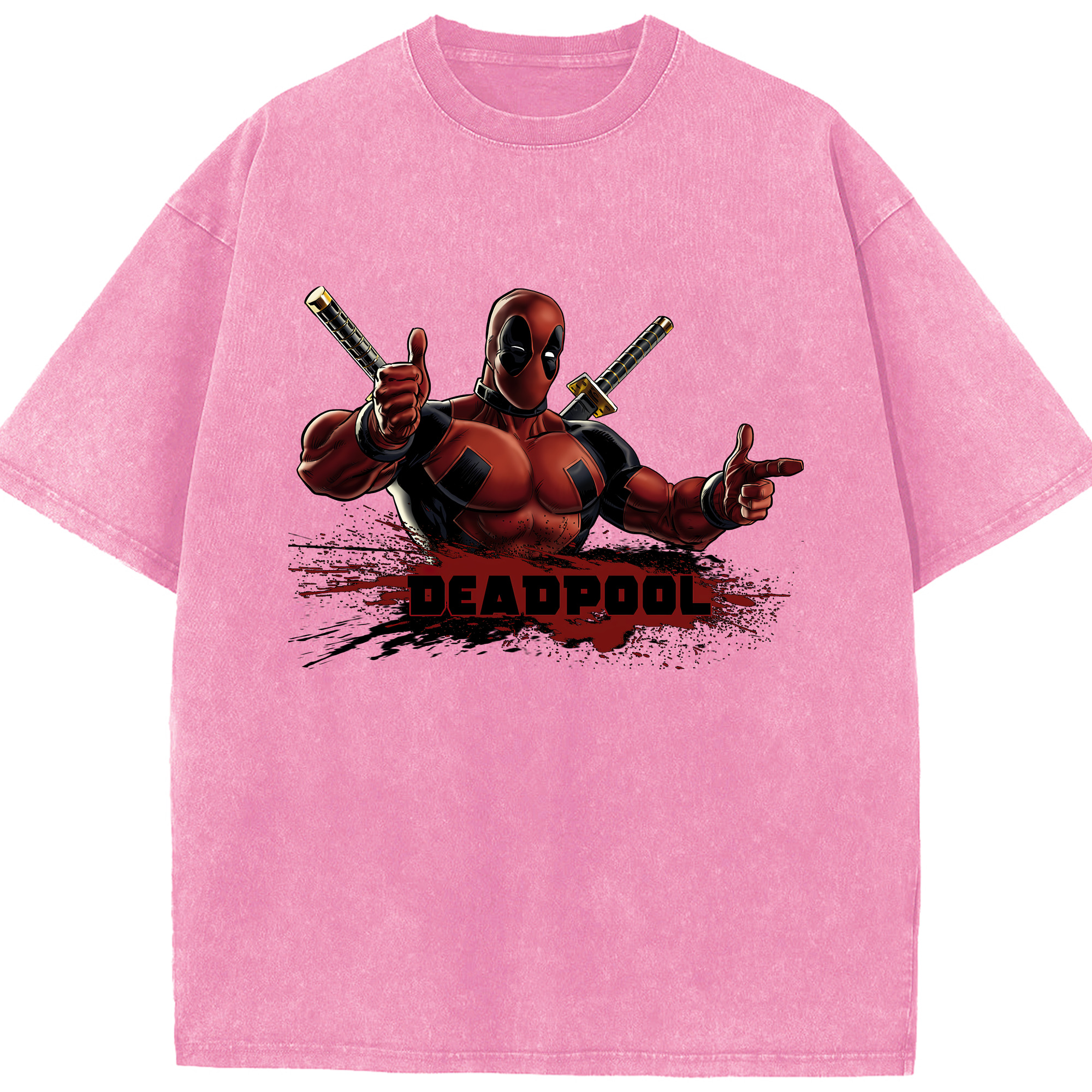（画像用） Deadpool デッドプール 綿100% ヴィンテージ風 半袖Tシャツ（フロントプリント）